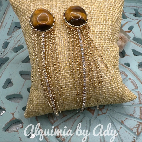 Alquimia Gold and Brown Dangle Earrings - Picture 1 of 4